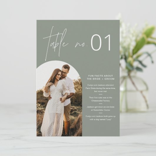 SAGE Boho fototafel nummer met leuke weetjes 5x7 Kaart (Staand voorkant)