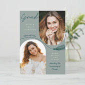 Sage Boho Kwast Afstudeer Aankondiging met Foto (Staand voorkant)
