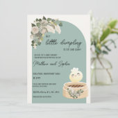 Sage Boho Little Dumpling Baby shower Invitation Kaart (Staand voorkant)