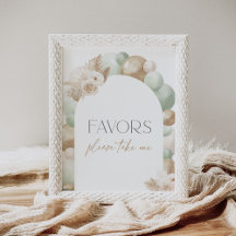Sage Boho Pampas Grass Arch Baby shower Favors