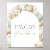 Sage Boho Pampas Grass Arch Baby shower Favors Poster (Voorkant)