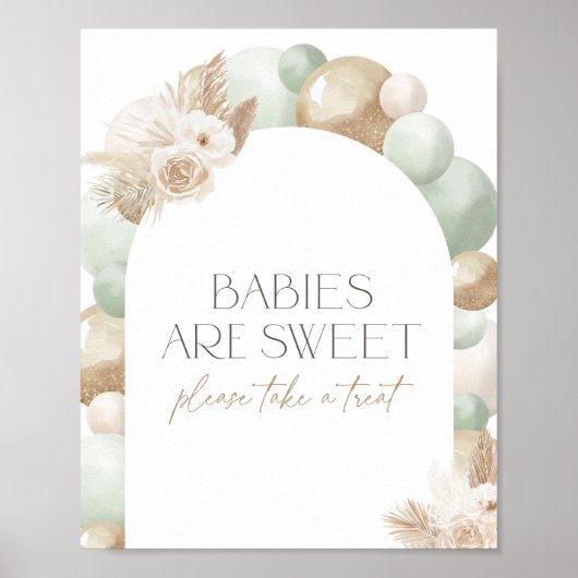 Sage Boho Pampas Grass Arch Baby shower Trekteken Poster (Voorkant)