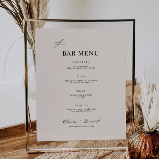 Sage Boho Wedding Bar Menu Sign Sjabloon Poster