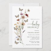 Sage Boho Wilde Bloem Baby Brunch Kaart (Voorkant)