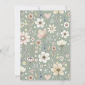 Sage Boho Wildflower Baby Borrel Kaart (Achterkant)