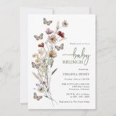 Sage Boho Wildflower Baby Brunch Kaart (Voorkant)