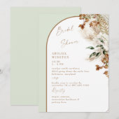 Sage Boog Pampas Boho Bruilofts Uitnodiging (Voorkant / Achterkant)