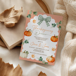 Sage Boog Stippenpompoen Thanksgiving Uitnodiging
