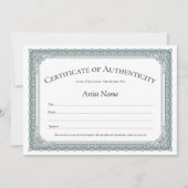 Sage Border Certificate of Authenticity Invitation Kaart (Voorkant)