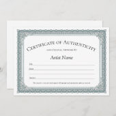 Sage Border Certificate of Authenticity Invitation Kaart (Voorkant / Achterkant)