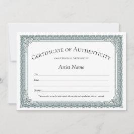 Sage Border Certificate of Authenticity Invitation Kaart
