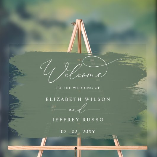 Sage Borstel Streken Bruiloft Welkomstbord Acryl Bord (Neutraal)