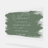 Sage Borstel Streken Bruiloft Welkomstbord Acryl Bord (Hoek)