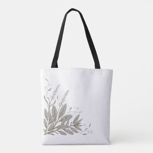 Sage Botanical Corner Tote Bag | Kruidenontwerp (Achterkant)