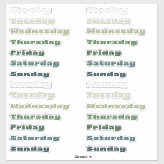 Sage Botanical Dagen van de Week Planner Sticker S (Vel)