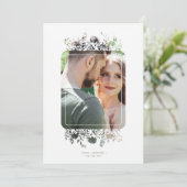 Sage Botanical Elegant Wildflowers Photo Wedding Kaart (Staand voorkant)