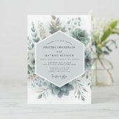 Sage Botanical Ethereal Wedding Kaart (Staand voorkant)
