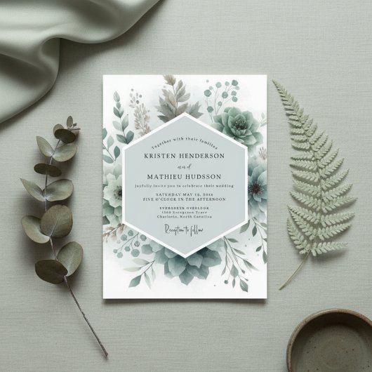 Sage Botanical Ethereal Wedding Kaart