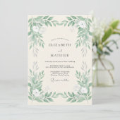 Sage Botanical Flourish Bruiloft Kaart (Staand voorkant)