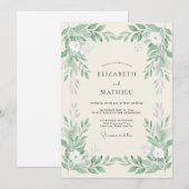 Sage Botanical Flourish Bruiloft Kaart (Voorkant / Achterkant)