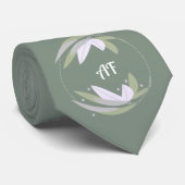 Sage Botanical Leaf Wedding Stropdas (Opgerold)