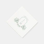 Sage Botanical Monogram Crest Wedding Napkins Servet (Hoek)