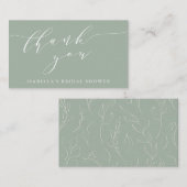 Sage Botanical Script Bridal Shower Thank You Gift Informatiekaartje (Voorkant / Achterkant)
