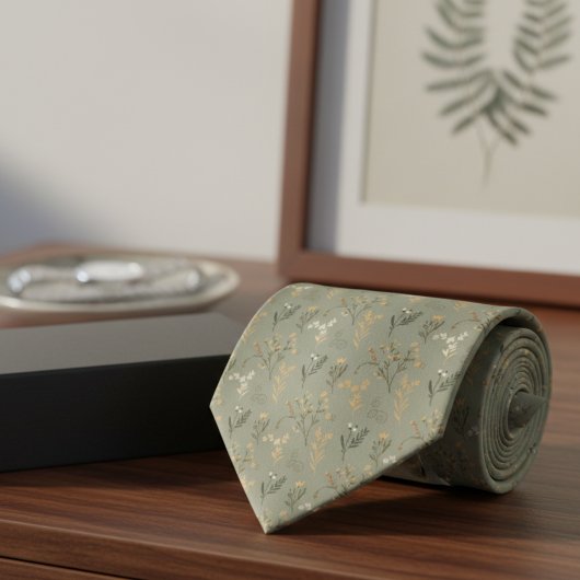 Sage Botanical Tie – Woodland Wedding Attire Stropdas