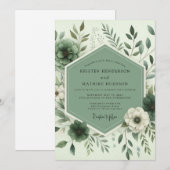 Sage Botanical Whimsy Wedding Kaart (Voorkant / Achterkant)