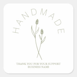 Sage Botanical White Minimalist Handm Vierkante Sticker