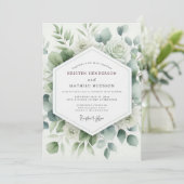 Sage Botanische Aquarel Bruiloft Kaart (Staand voorkant)