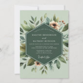Sage Botanische Bloei Bruiloft Kaart (Voorkant)