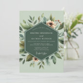 Sage Botanische Bloei Bruiloft Kaart (Staand voorkant)