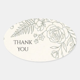 Sage Botanische Dank Je Wel Ovale Sticker