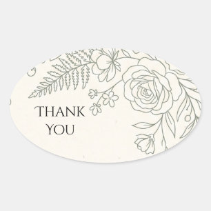 Sage Botanische Dank Je Wel Ovale Sticker