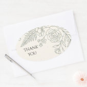 Sage Botanische Dank Je Wel Ovale Sticker (Envelop)