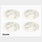 Sage Botanische Dank Je Wel Ovale Sticker (Vel)