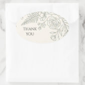 Sage Botanische Dank Je Wel Ovale Sticker (Tas)