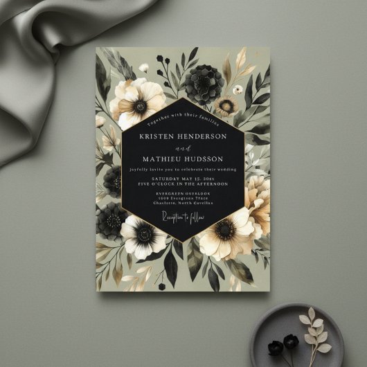 Sage Botanische Elegantie Bruiloft Kaart