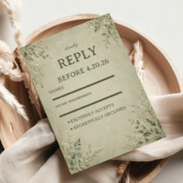 Sage Botanische Elegantie RSVP Kaartje