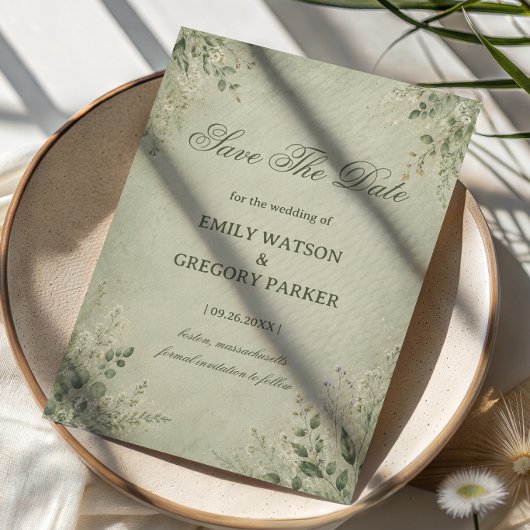 Sage Botanische Elegantie Save The Date