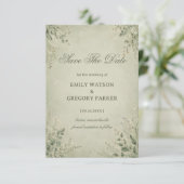 Sage Botanische Elegantie Save The Date (Staand voorkant)