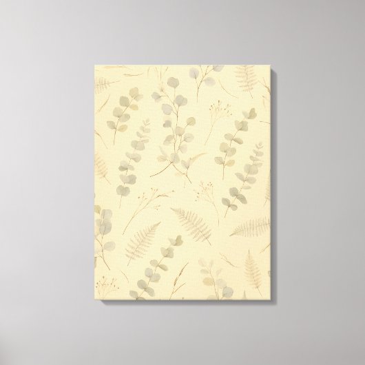 Sage Botanische Eucalyptus Geperste Bloem Minimali Canvas Afdruk (Voorkant)