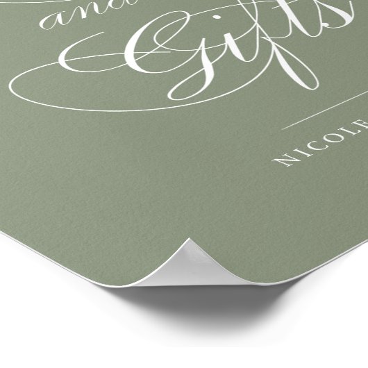 Sage Botanische Kaarten & Bruidscadeaus Tekstbord Poster (Hoek)