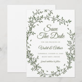 Sage Botanische Krans Trouwen Save The Date Kaart (Voorkant / Achterkant)