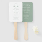 Sage Botanische Monogram Programma Handtekening F Handwaaier (Voorkant en achterkant)