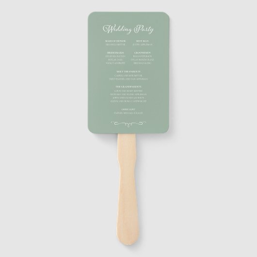 Sage Botanische Monogram Programma Handtekening F Handwaaier (Achterkant)