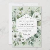 Sage Botanische Romantische Bruiloft Kaart (Voorkant)