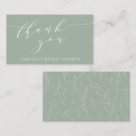 Sage Botanische Script Bruiloft Thank You Cadeau Informatiekaartje