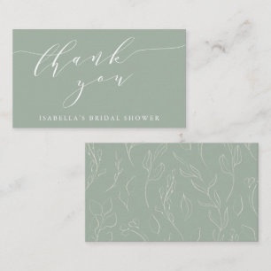 Sage Botanische Script Bruiloft Thank You Cadeau Informatiekaartje